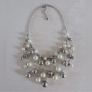 BRIGHTON, retired silver and pearl statement necklace.